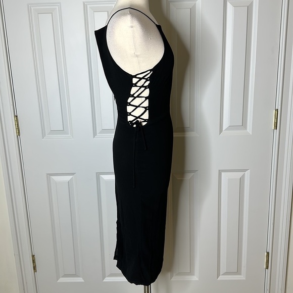 Bec & Bridge High Neck Sleeveless Side Lace Up Midi Dress in Black Sz2 - Picture 6 of 13